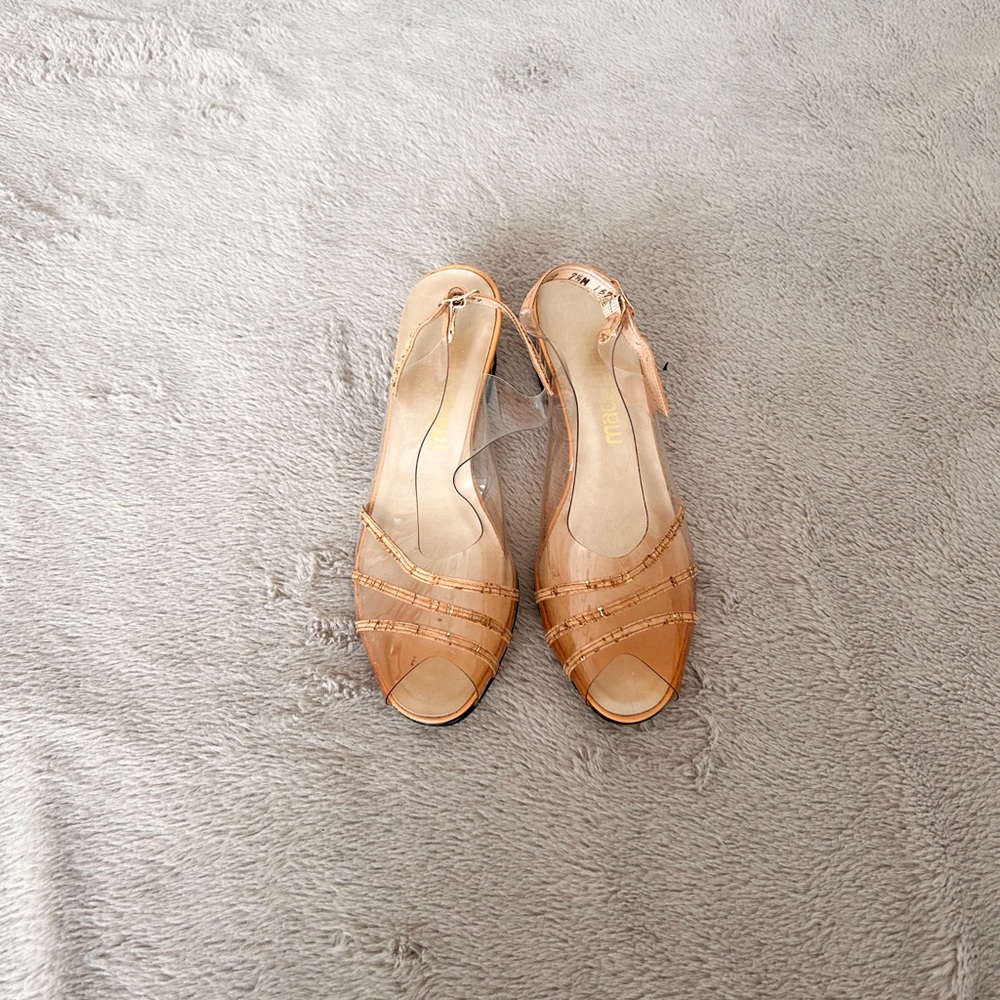 Clear chunky heel